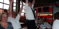 Großer Jubel im Gerätehaus, beim 1:0 der Deutschen gegen Australien